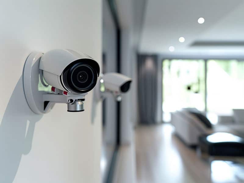 CCTV cameras inside the house bokeh style background